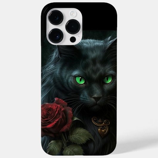 赤不気味いバラの水色の黒独身の猫 Case-Mate iPhoneケース (裏面)