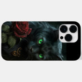 赤不気味いバラの水色の黒独身の猫 Case-Mate iPhoneケース (裏面 (横))