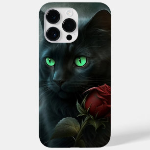 赤不気味いバラの水色の黒独身の猫 Case-Mate iPhone 14 PRO MAXケース