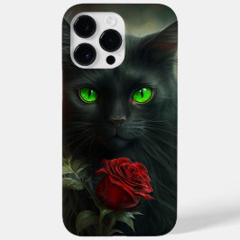 赤不気味いバラの水色の黒独身の猫 Case-Mate iPhone 14 PRO MAXケース