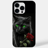 赤不気味いバラの水色の黒独身の猫 Case-Mate iPhoneケース (裏面)