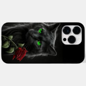 赤不気味いバラの水色の黒独身の猫 Case-Mate iPhoneケース (裏面 (横))