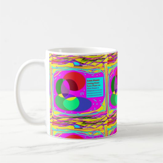 赤与えと虹の色のチャンスを平和 コーヒーマグカップ (左)