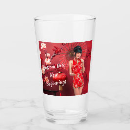赤中国のい傘を差した年明け娘 タンブラーグラス