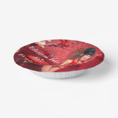 赤中国のい傘を差した年明け娘 ペーパーボウル (傾斜あり)