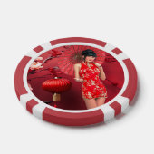 赤中国のい傘を差した年明け娘 ポーカーチップ (シングル)