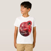 赤中国のい傘を差した年明け娘 Tシャツ (正面フル)