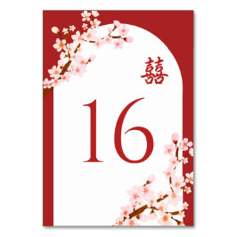 赤中国のさくらんぼ結婚アーチ テーブルナンバー