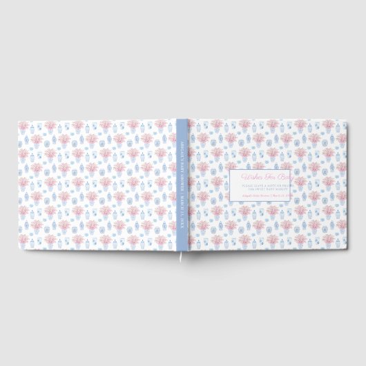 赤中国のちゃんシャワーを願う青い白いピンク ゲストブック (全面)