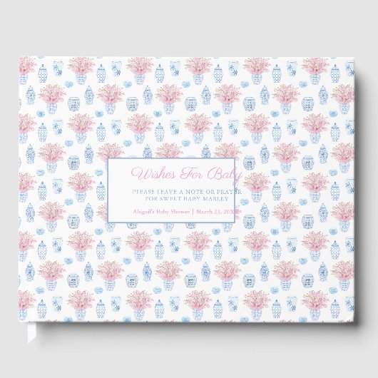 赤中国のちゃんシャワーを願う青い白いピンク ゲストブック (正面)