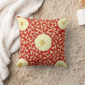 赤中国のとクリームのダリア模様 クッション (ブランケット)