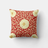 赤中国のとクリームのダリア模様 クッション (正面)