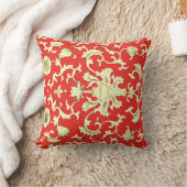 赤中国のとクリームのモチーフ クッション (ブランケット)