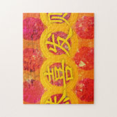 赤中国のと金ゴールドの新年の挨拶 ジグソーパズル (縦)