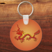 赤中国のと金ゴールドドラゴンキーチェーン キーホルダー (正面)