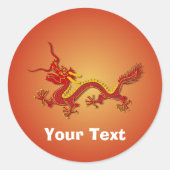 赤中国のと金ゴールド年のドラゴンネームバッジ ラウンドシール (正面)