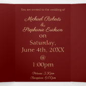 赤中国のの上に浮かぶ結婚金ゴールド 三つ折り案内状 (内部中)