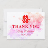 赤中国のの結婚さくらんぼ花double xi サンキューカード (正面)