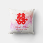 赤中国のの結婚さくらんぼ クッション (正面)