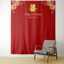 赤中国のの結婚フローラ タペストリー