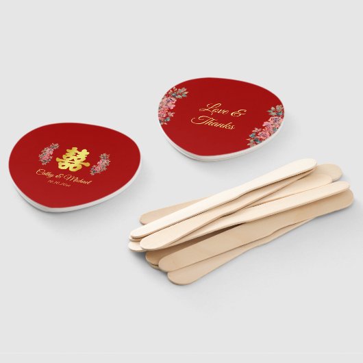 赤中国のの結婚二重の幸せフローラ ハンドファン (組立なし)