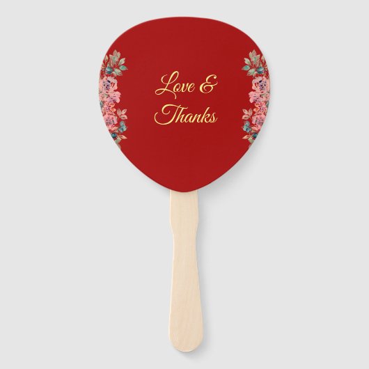 赤中国のの結婚二重の幸せフローラ ハンドファン (裏面)