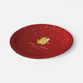 赤中国のの結婚雪片ダブル幸福法 ペーパープレート (アングル)