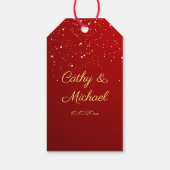 赤中国のの結婚雪片ダブルGif ギフトタグ (裏面)