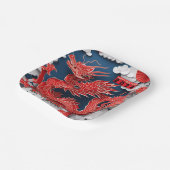 赤中国のドラゴン新年2024紙カットSqP ペーパープレート (傾斜あり)