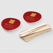 赤中国のハート結婚ダブル幸せクラシック ハンドファン (組立なし)