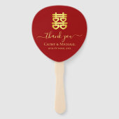 赤中国のハート結婚ダブル幸せクラシック ハンドファン (裏面)
