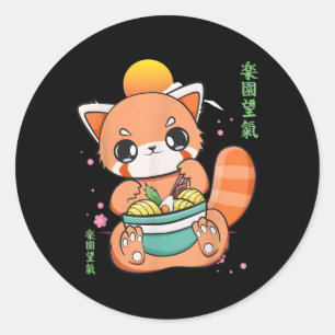 赤中国のパンダ食べ物のRa I愛Ra麺 ラウンドシール