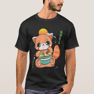 赤中国のパンダ食べ物のRa I愛Ra麺 Tシャツ