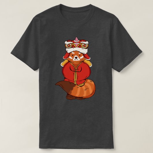 赤中国のパンダ1 Tシャツ (デザイン正面)