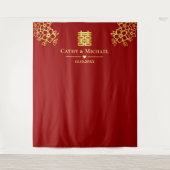 赤中国のフローラ結婚の茶道背景 タペストリー (正面)