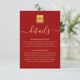 赤中国のヴィンテージ結婚の二重十一詳細 エンクロージャーカード