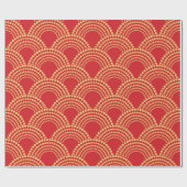 赤中国の伝統的と金ゴールドオーナメント ラッピングペーパー (フラット)