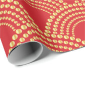 赤中国の伝統的と金ゴールドオーナメント ラッピングペーパー (ロールコーナー)