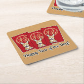 赤中国の封筒福音の年 スクエアペーパーコースター (アングル)