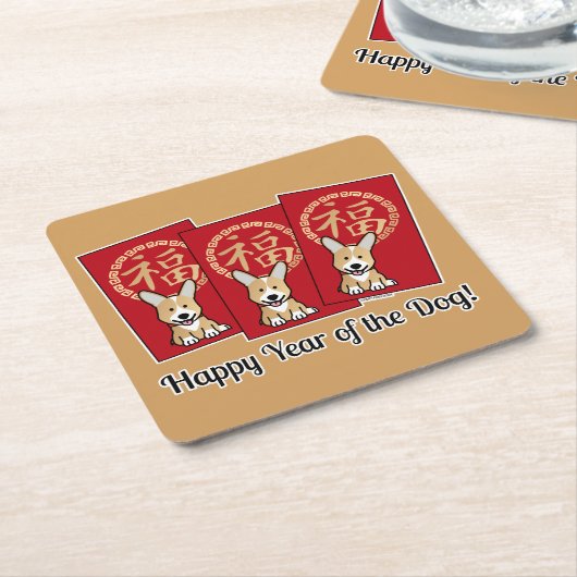 赤中国の封筒福音の年 スクエアペーパーコースター (アングル)