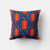 赤中国の提灯と点 クッション (裏面)