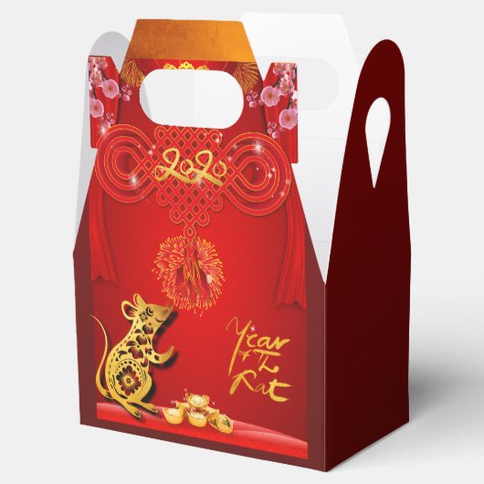 赤中国の結びネズミ年2020切妻用箱 フェイバーボックス (オープン)