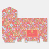 赤中国の結婚パステル花柄 フェイバーボックス (見開き)