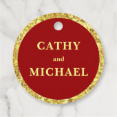 赤中国の結婚フォーマル金ゴールドグリッター フェイバータグ (裏面)