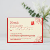 赤中国の結婚ベージュフローラ エンクロージャーカード (スタンド正面)