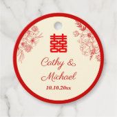 赤中国の結婚ベージュフローラ フェイバータグ (正面)