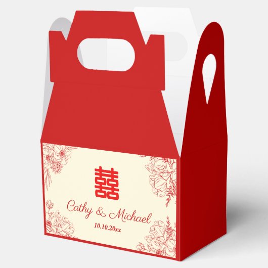 赤中国の結婚ベージュフローラ フェイバーボックス (オープン)