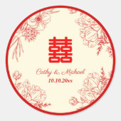 赤中国の結婚ベージュフローラ ラウンドシール (正面)