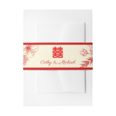 赤中国の結婚ベージュフローラ 招待状ベリーバンド (正面例)