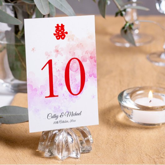 赤中国の結婚色さくらんぼ テーブルナンバー